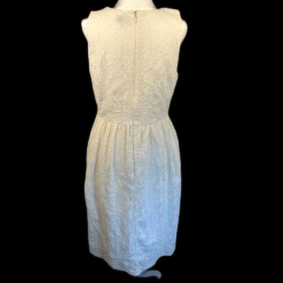 LOFT Outlet Wht Eyelet Lace Wms Dress Sz 8 Fully Lined, Sleeveless 100% Cotton - Picture 2 of 12